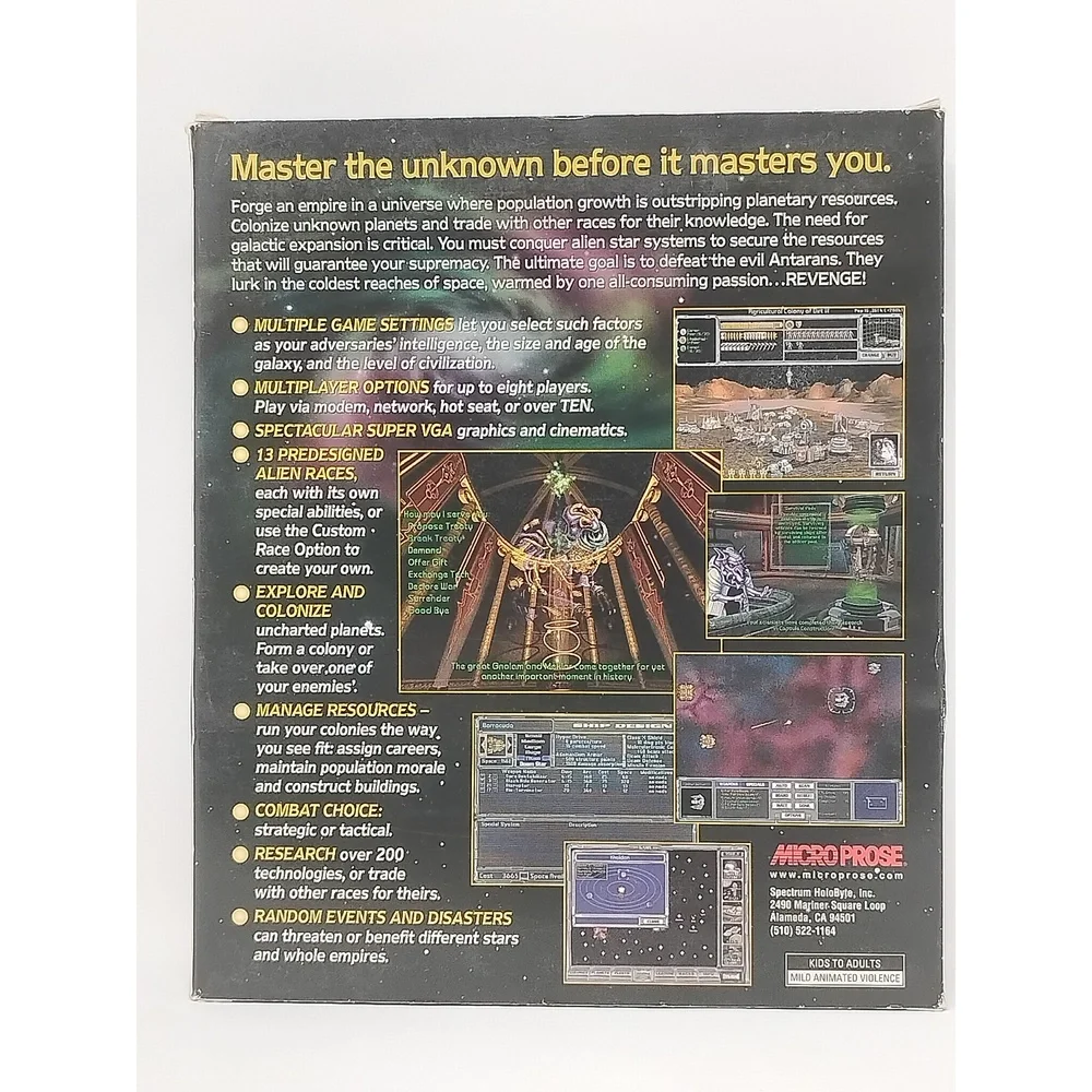 MicroProse Master of Orion II Battle at Antares 1996 PC Strategy Game Big Box